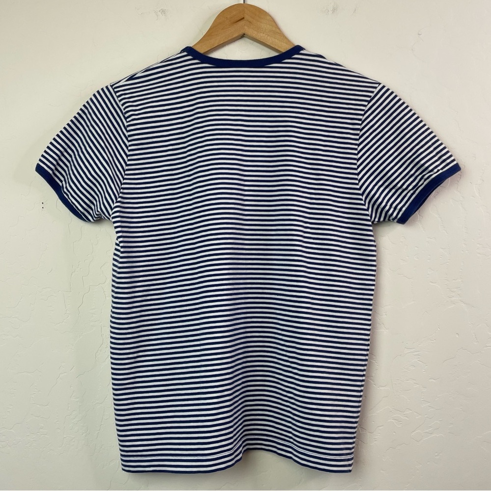 Tory Burch Sport Women's Blue Striped Cotton-Jersey Short Sleeve T-Shirt Medium - Picture 4 of 15